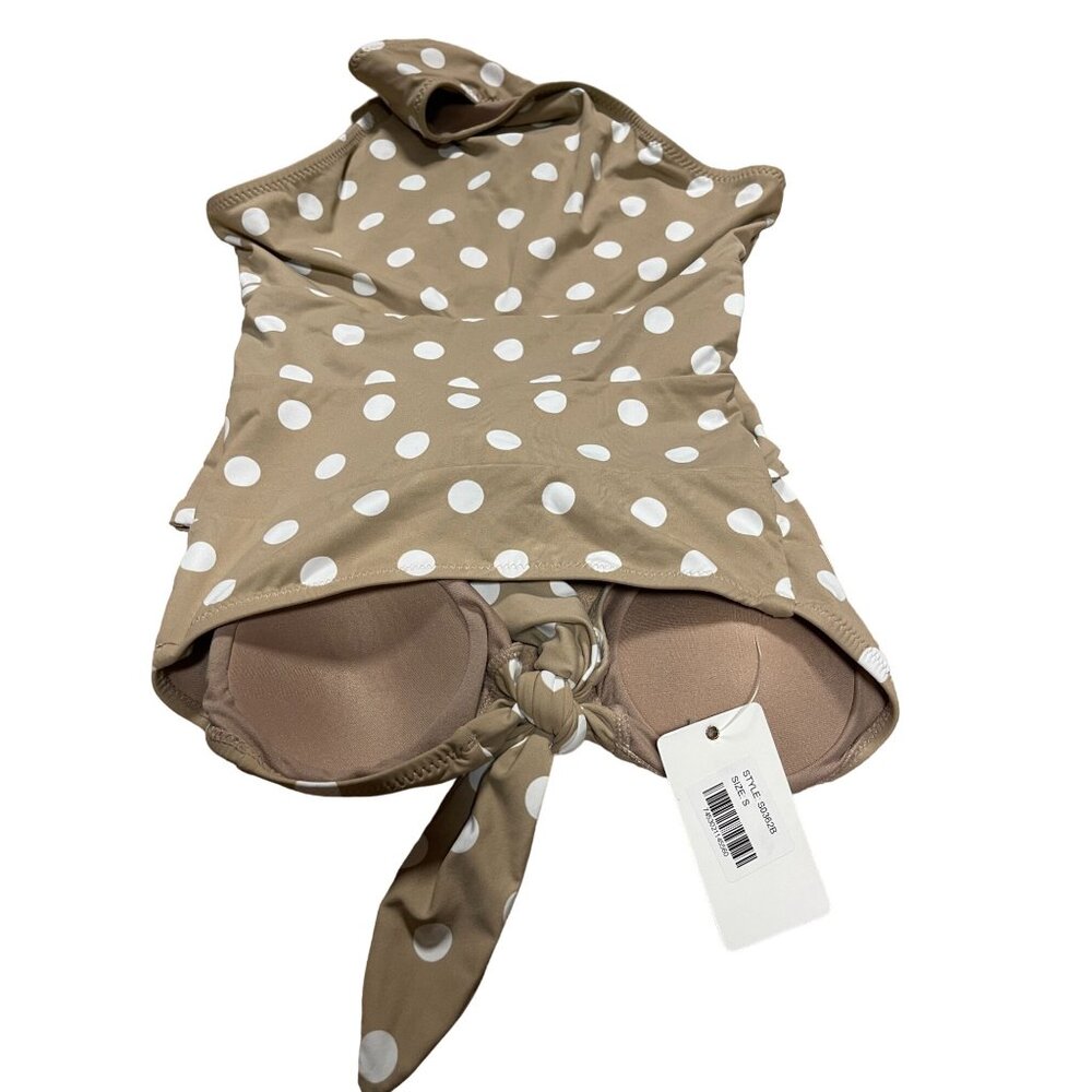 NWT New ENVYA SWIMSWEAR Belen Double Tie Polka Dot Swimsuit One Piece Small - Picture 4 of 11